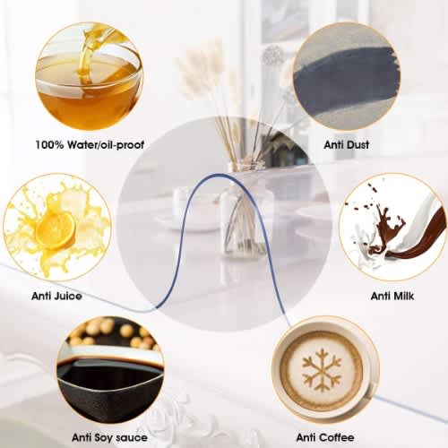 1.5mm Thick Clear Table Cover Protector - 30 X 60 Inch Rectangle Vinyl Plastic Tablecloth. Home Office Garden | HOG-HomeOfficeGarden | online marketplace