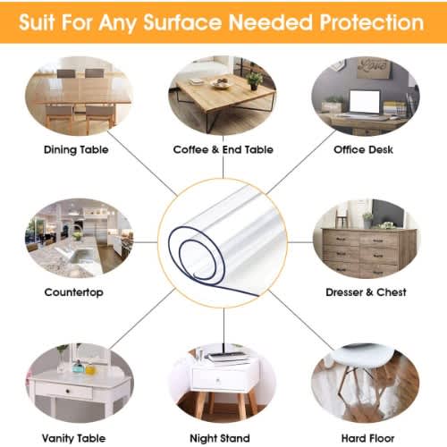 1.5mm Thick Clear Table Cover Protector - 30 X 60 Inch Rectangle Vinyl Plastic Tablecloth. Home Office Garden | HOG-HomeOfficeGarden | online marketplace