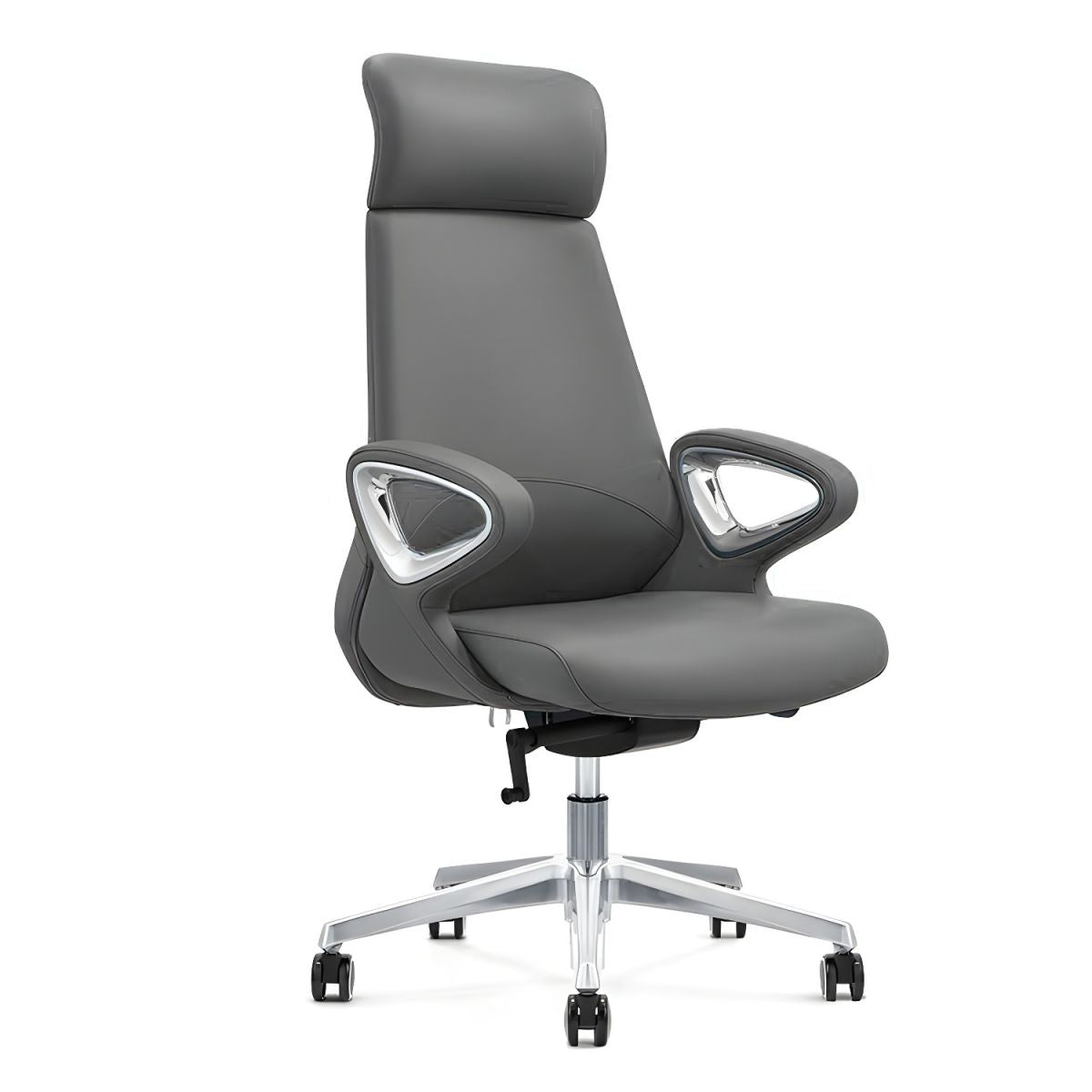 Elegant Silver Leather Task Chair