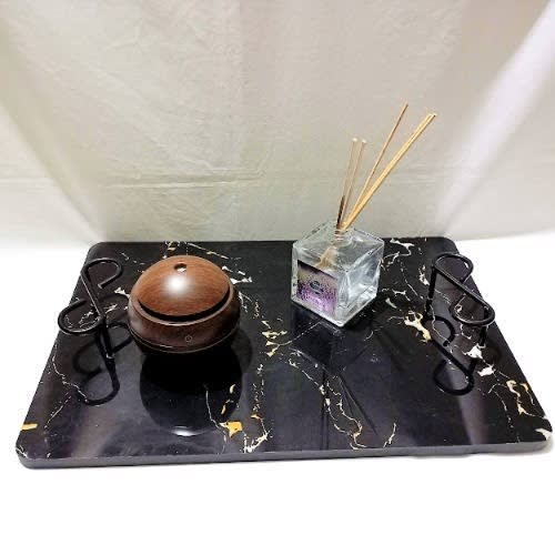Marble Top Serving Tray With Metal Handle Home Office Garden | HOG-Home Office Garden | online marketplace
