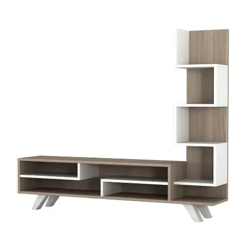 Modern Tv Stand White Walnut Up To - 55 Inches Home Office Garden | HOG-Home Office Garden | online marketplace