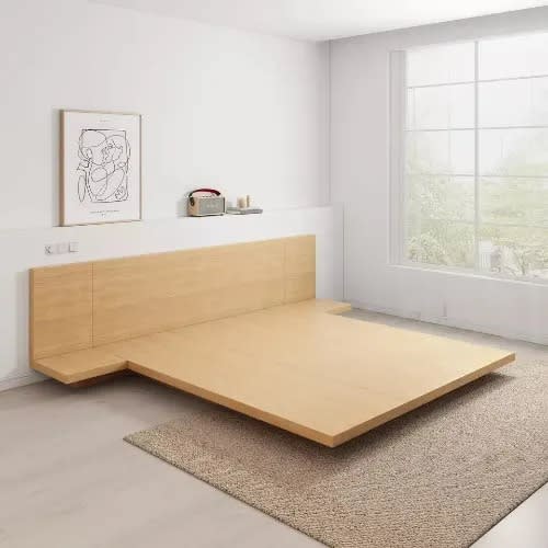 Floating Bed Frame - Solid Oak Wood Tatami Bed With Headboard - 6 By 6 Home Office Garden | HOG-Home Office Garden | online marketplace