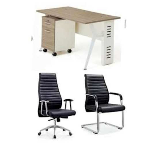 1.2 Metre Office Table And Black Swivel Chair With 1 Visitor Chairs