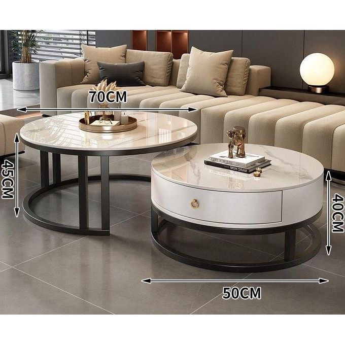2 In 1 Real Marble With Drawer Center Table @HOG - Home, Office, Garden, Online Marketplace