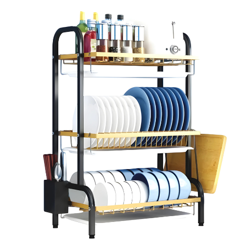 3-Tier Dish Rack with Side Holders. Home Office Garden | HOG-HomeOfficeGarden | online marketplace