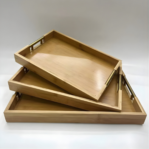 3-in-1 Wooden Tray with Golden Handle @HOG - Home, Office, Online Marketplace