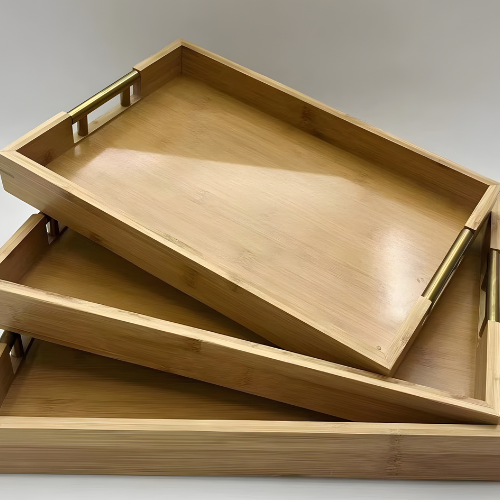 3-in-1 Wooden Tray with Golden Handle @HOG - Home, Office, Online Marketplace