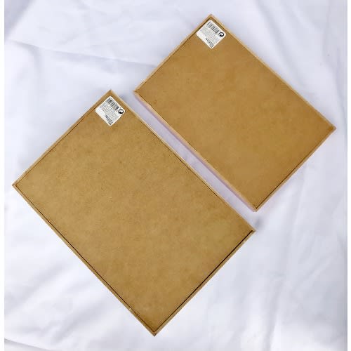 Wooden Serving Tray With Handles - Pink & White - Set Of 2