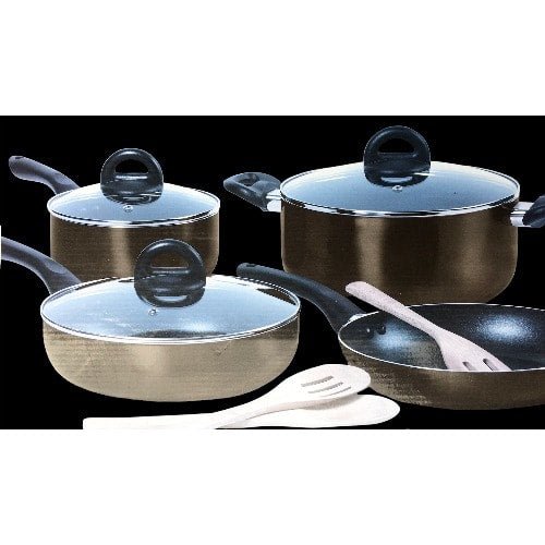 Culinary Gourmet Nonstick Kitchen Cookware Set with Glass Prep Bowls And Knife - 18pcs