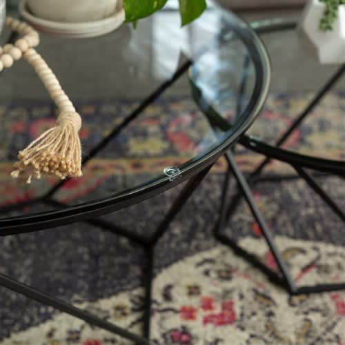 Walker Edison Geometric Glass Nesting Coffee Tables - Black