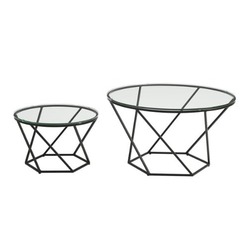 Walker Edison Geometric Glass Nesting Coffee Tables - Black