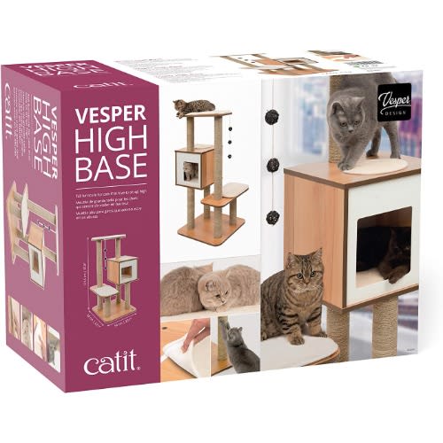 Vesper Cat Tree - Scratching Post With Condo - Walnut Furniture