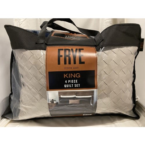 Frye King Quilt Set With Decor Pillow - Blue/Grey - 4pc. Home Office Garden | HOG-HomeOfficeGarden | online marketplace