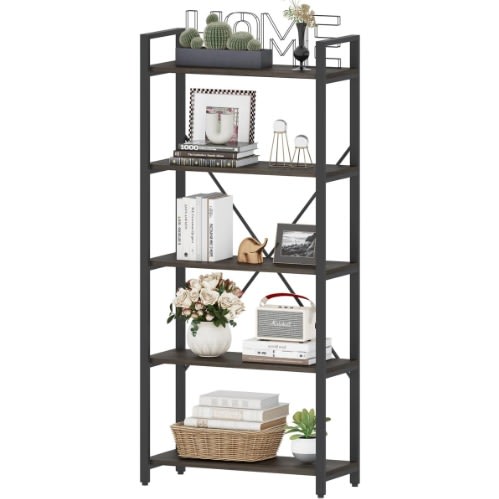 Tribesigns Wide 5-shelf Bookshelf - Industrial Etagere Bookcase Display Shelf Unit. Home Office Garden | HOG-HomeOfficeGarden | online marketplace