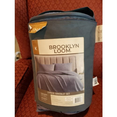 Brooklyn Loom 3 Piece Soft Ribbed Jersey Coverlet Set- King Size Blue. Home Office Garden | HOG-HomeOfficeGarden | online marketplace