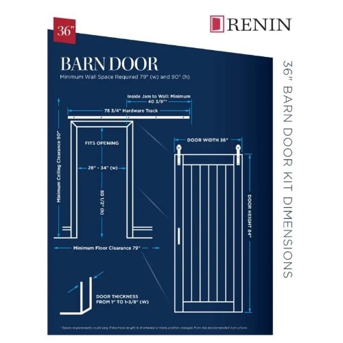 Renin Pine Complete Barn Door Kit