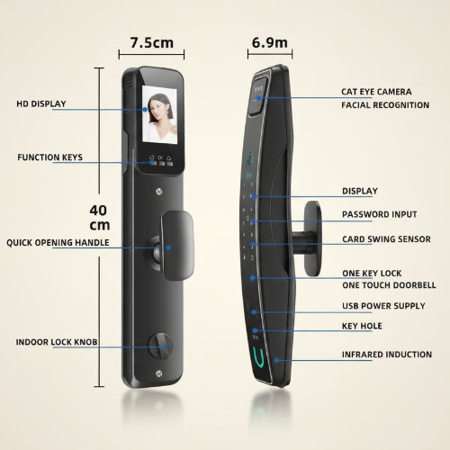3D Facial Recognition Intelligent Smart Lock. @HOG - Home Office Garden Online Marketplace