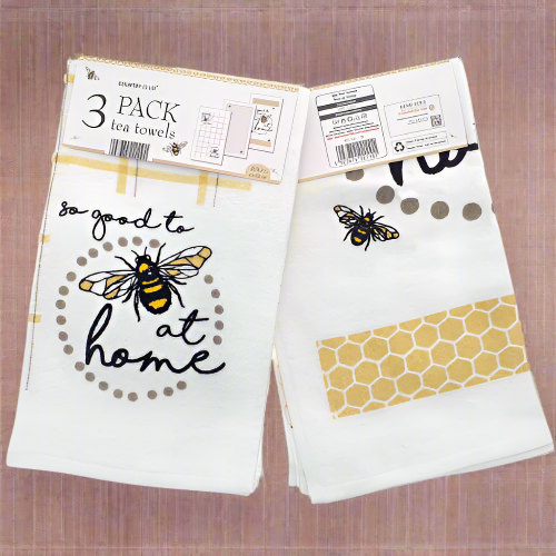 3 Pack Velour Tea Towels – Bee At Home @HOG - Home Office Garden Online Marketplace