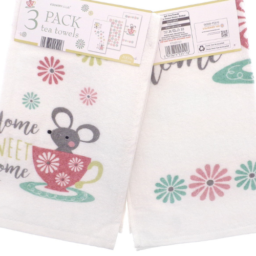 3 Pack Velour Tea Towels – Home Sweet Home (Daisy) @HOG - Home Office Garden Online Marketplace