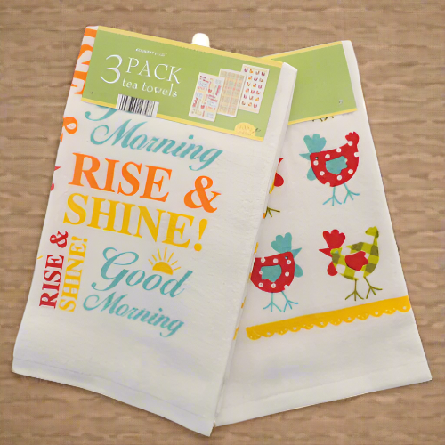 3 Pack Velour Tea Towels – Wakey Wakey @HOG - Home Office Garden Online Marketplace