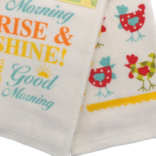 3 Pack Velour Tea Towels – Wakey Wakey @HOG - Home Office Garden Online Marketplace