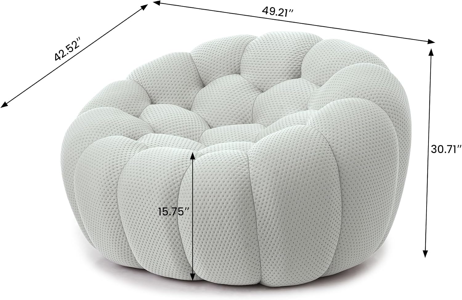 49.21'' Modern Oversized Bubble Floor Sofa – Light Grey @HOG - Home, Office, Garden, Online Marketplace