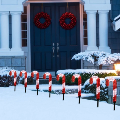 8-piece Led Candy Cane Pathway Lights With Stakes @HOG - Home, Office, Garden, Online Marketplace