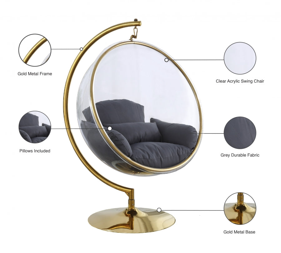 Luna Acrylic Swing Bubble Accent Chair Home Office Garden | HOG-Home Office Garden | online marketplace