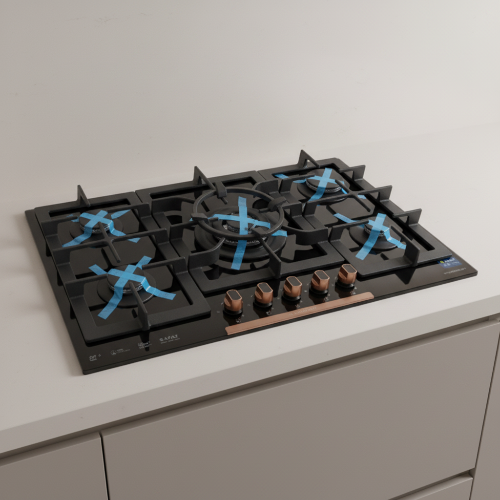 90CM 5 Burner Cooker Black Rose Gold Knob GHL925 @HOG - Home, Office, Garden, Online Marketplace