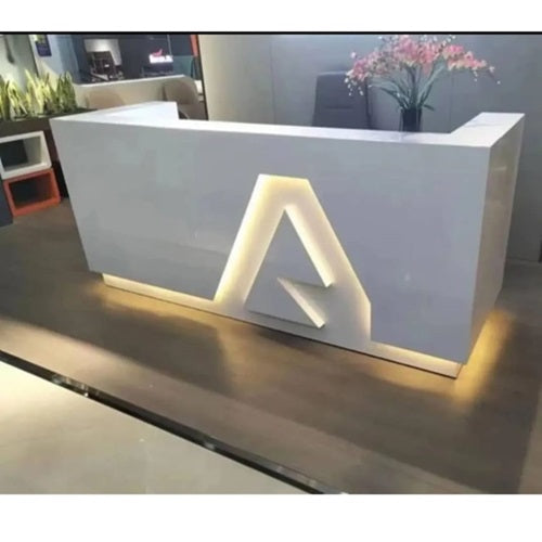 2 Meters Modern White Reception Desk with Led Light @ HOG marketplace