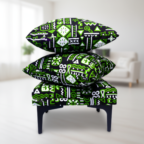 Adinkra Footstools with Twin Throw Pillows @HOG - Home, Office, Garden, Online Marketplace