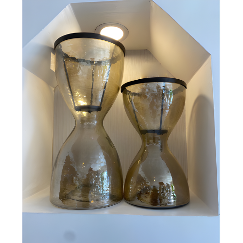 Amber Glass Decorative Hourglass Vases (Set of 2) @HOG - Home, Office, Garden, Online Marketplace