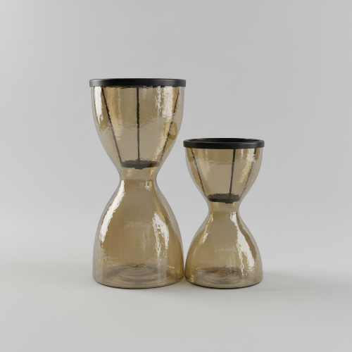 Amber Glass Decorative Hourglass Vases (Set of 2) @HOG - Home, Office, Garden, Online Marketplace