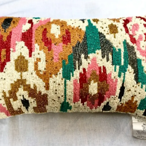 Artistic Accents Decorative Beaded Throw Pillow - Rectangular - Multicolored -18in X 11in @HOG - Home, Office, Garden, Online Marketplace