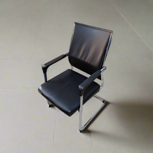 Black Leather Office Visitors Chair @HOG - Home Office Garden Online Marketplace