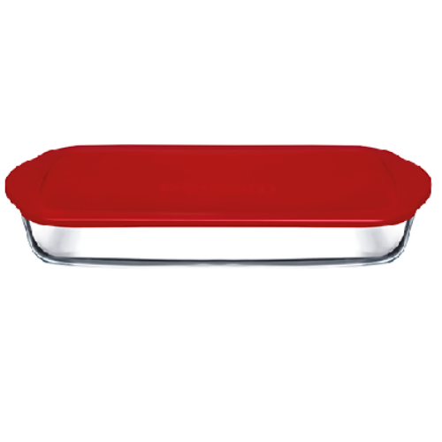 Borcam Bake & Keep Rectangular Tray With Plastic Lid (1pc) 1950cc @HOG - Home Office Garden Online Marketplace