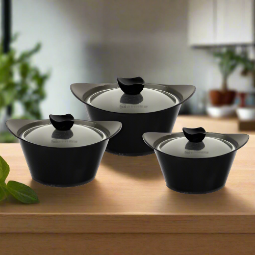 CAIA 3pc Stockpot Set – Black @HOG - Home Office Garden Online Marketplace