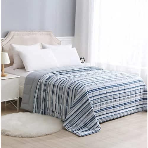 Charisma Reversible Down Alternative Blanket 'strip Blue' - 98" X 96". Home Office Garden | HOG-HomeOfficeGarden | online marketplace