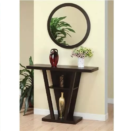 Coaster Console Table with Round Mirror