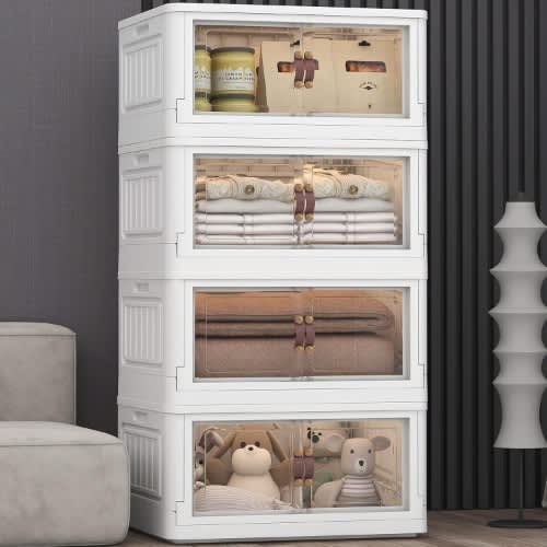 Collapsible Storage Bins With Lids And Doors – 4 Pack @ HOG