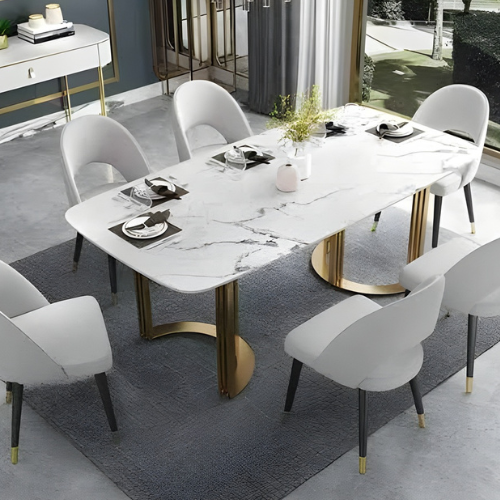 Contemporary Marble Dining Table & Upholstered Chair Set @HOG - Home, Office, Garden, Online Marketplace