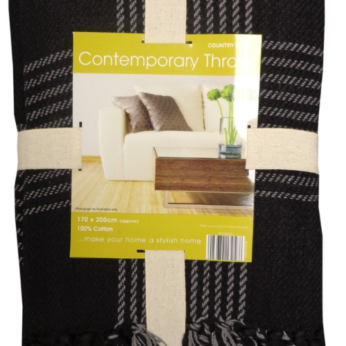 Contemporary Plaid Cotton Throw 170x200 – Black @HOG - Home Office Garden Online Marketplace