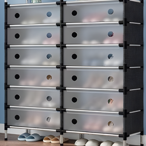 Double-Layer 7-Tier Multifunctional Shoe Rack with Cover @HOG - Home, Office, Garden, Online Marketplace