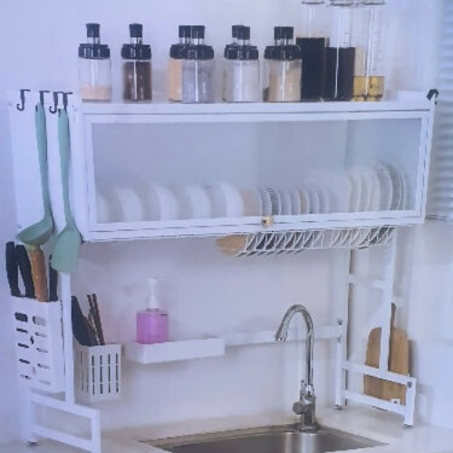 Dust Proof Large Dish Rack with Spoon Holder Sauce & Detergent Holder. @HOG - Home Office Garden Online Marketplace