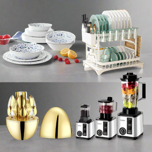 Essential Dining & Kitchen Luxe Set – Rack, Dinnerware, Blender & Cutlery Collection. Home Office Garden | HOG-HomeOfficeGarden | online marketplace