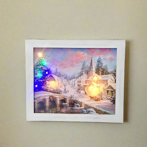 Framed Snow Scenic Wall Art With Led Lights 20" X 24". Home Office Garden | HOG-HomeOfficeGarden | online marketplace