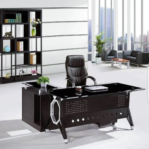 Glass Executive Desk - L Shape 1.6mtr @HOG - Home Office Garden Online Marketplace