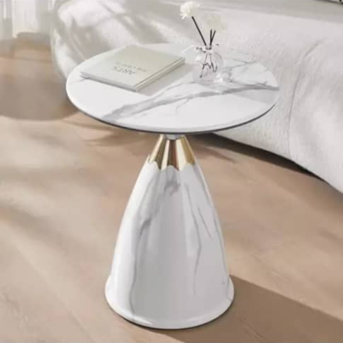 Glossy Marble-Effect Side Table with Sculpted Base @HOG - Home, Office, Garden, Online Marketplace