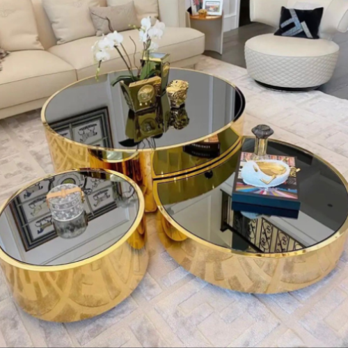Golden Coffee Table & Side Stool @HOG - Home Office Garden Online Marketplace