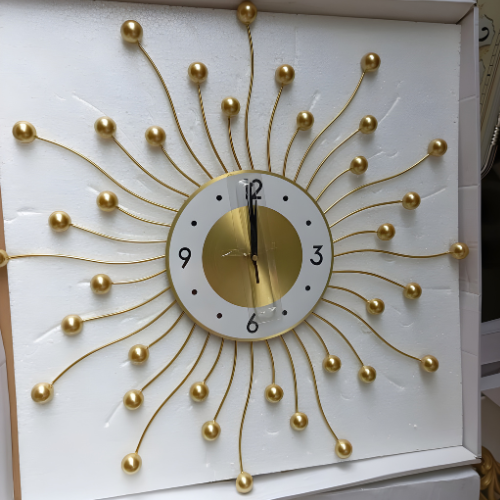 Golden Sunburst Wall Clock @HOG - Home, Office, Online Marketplace